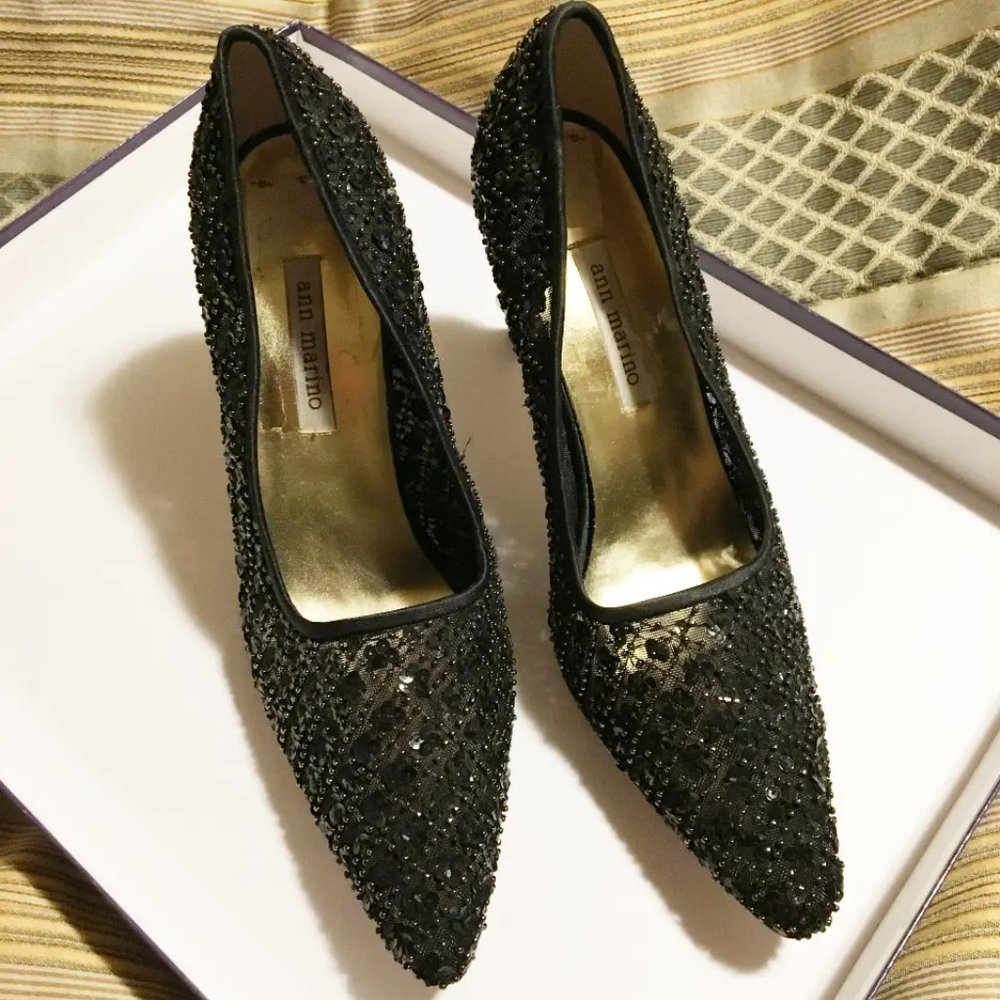 New Black Sequin Pumps - Size 10